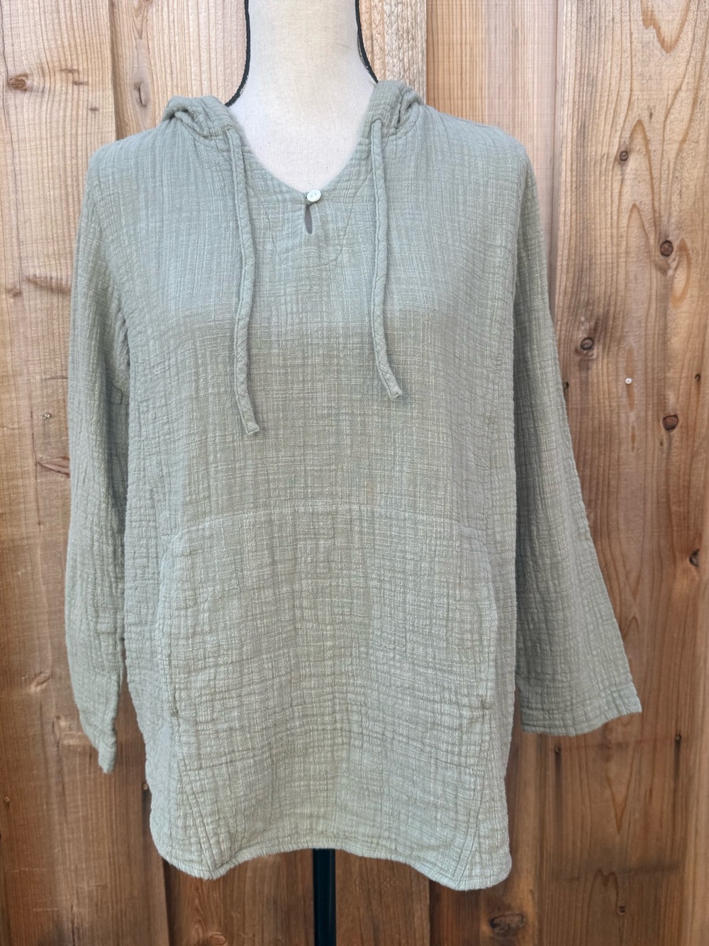 Pure Jill Light Sage Women’s Long Sleeve Hooded Tunic Tee